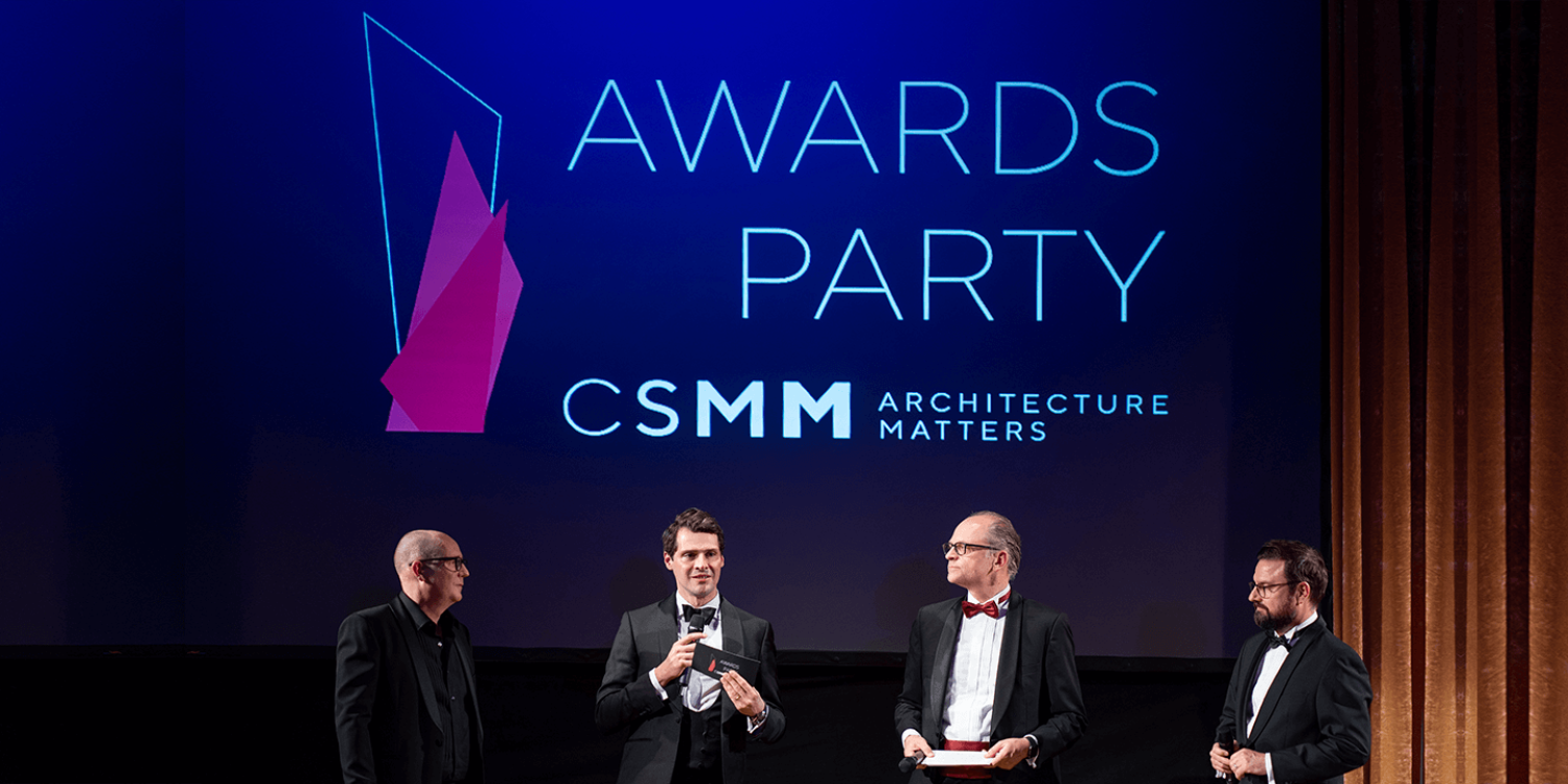 Die Geschäftsführung von CSMM – architecture matters moderiert die Preisverleihung auf der Awards-Party an